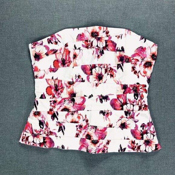 WHBM Floral Structured Strapless Top Sz S Pink Floral Shaping Lined Sexy Corset - Picture 1 of 9